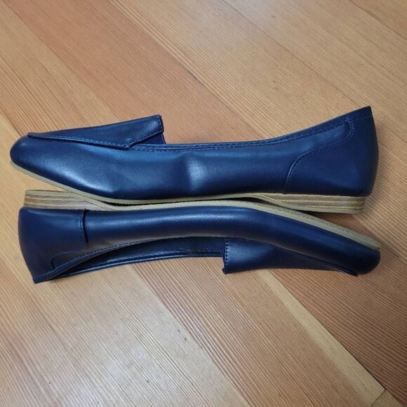 Classique navy blue square toe ballet flats size 10W minimalist neutral office - Picture 6 of 11